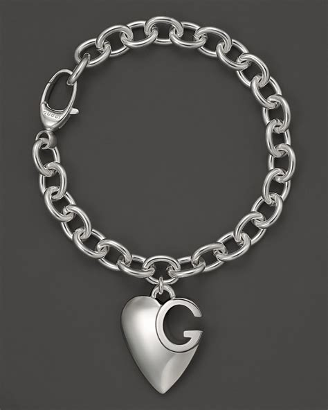 gucci silver heart charm bracelet|Gucci Silver Bracelets .